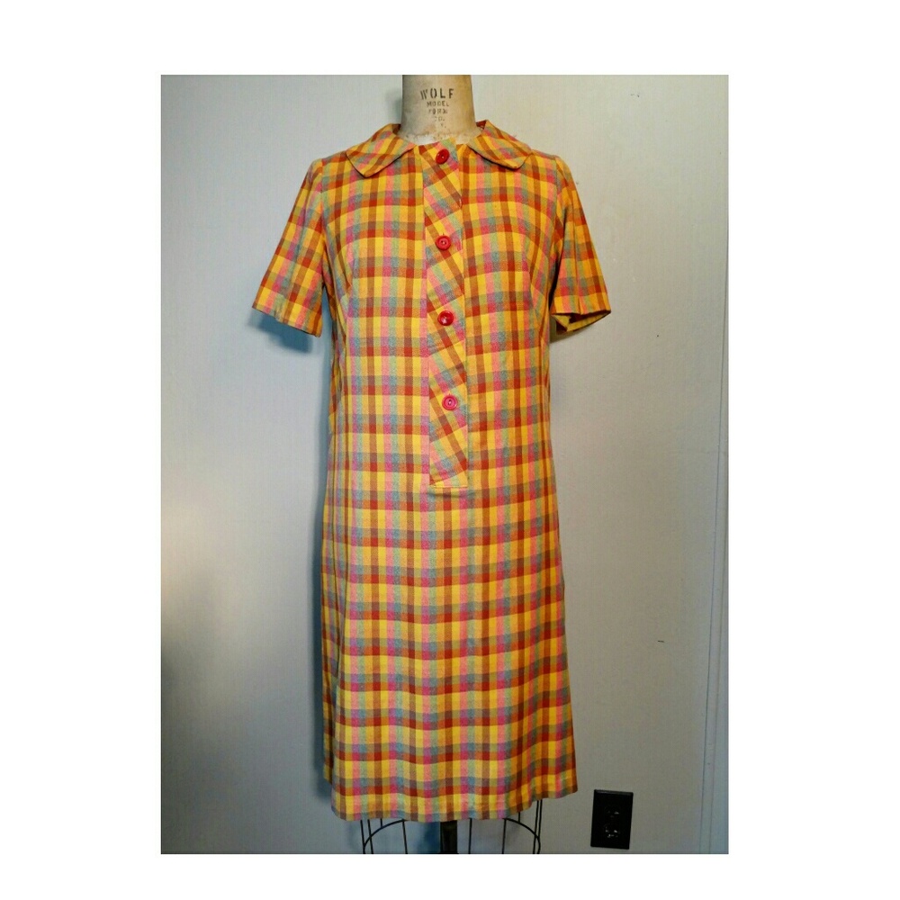 Vintage yellow plaid dress